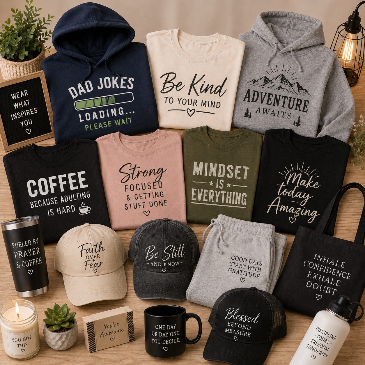 Custom apparel, hoodies, tees, ball caps, pants, tote bags and wearable gift ideas from The Busy Basket Store
